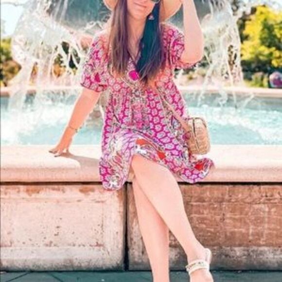 Boho BatwingâSleeveâDressâTopâBlouseâMiniâDress - Picture 6 of 8